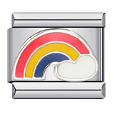 Rainbow Element Stainless Steel Italian Module Bracelet Welding Drip Oil Pattern DIY Bracelet Italian Charm Rainbow Element Stainless Steel Italian Module Bracelet Welding Drip Oil Pattern DIY Bracelet Italian Charm