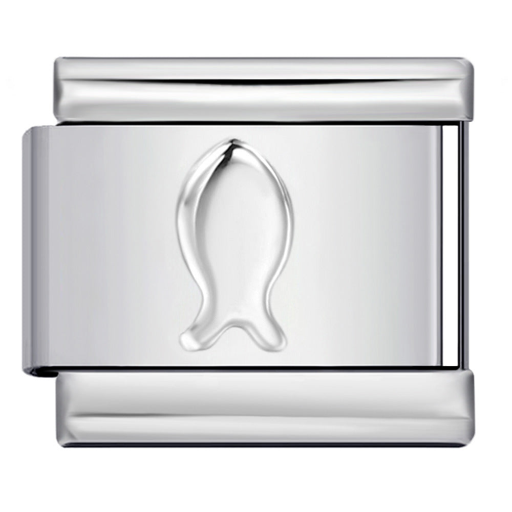 Titanium Steel Convex Silver Stamped DIY Italian Charm Bracelet with Unique Patterns Titanium Steel Convex Silver Stamped DIY Italian Charm Bracelet with Unique Patterns