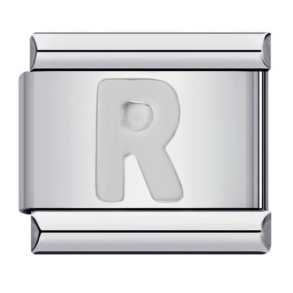 New Titanium Steel Silver Concave Surface 26 English Letters Italian Module Bracelet DIY Strap Chain Accessories Wholesale New Titanium Steel Silver Concave Surface 26 English Letters Italian Module Bracelet DIY Strap Chain Accessories Wholesale