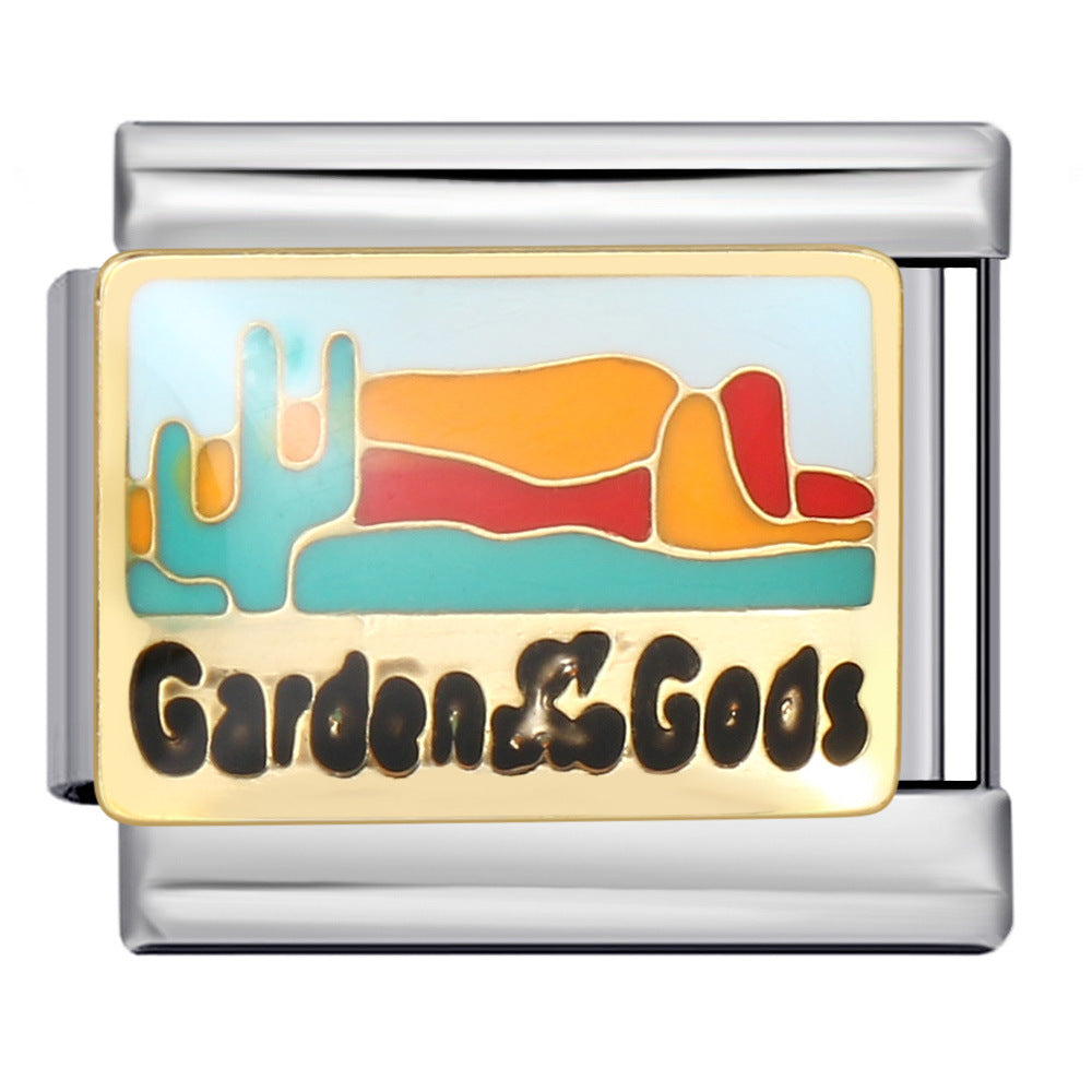 American Cultural Elements Italian Modular Bracelet Titanium Steel Welded Drip Oil Bracelet American Cultural Elements Italian Modular Bracelet Titanium Steel Welded Drip Oil Bracelet