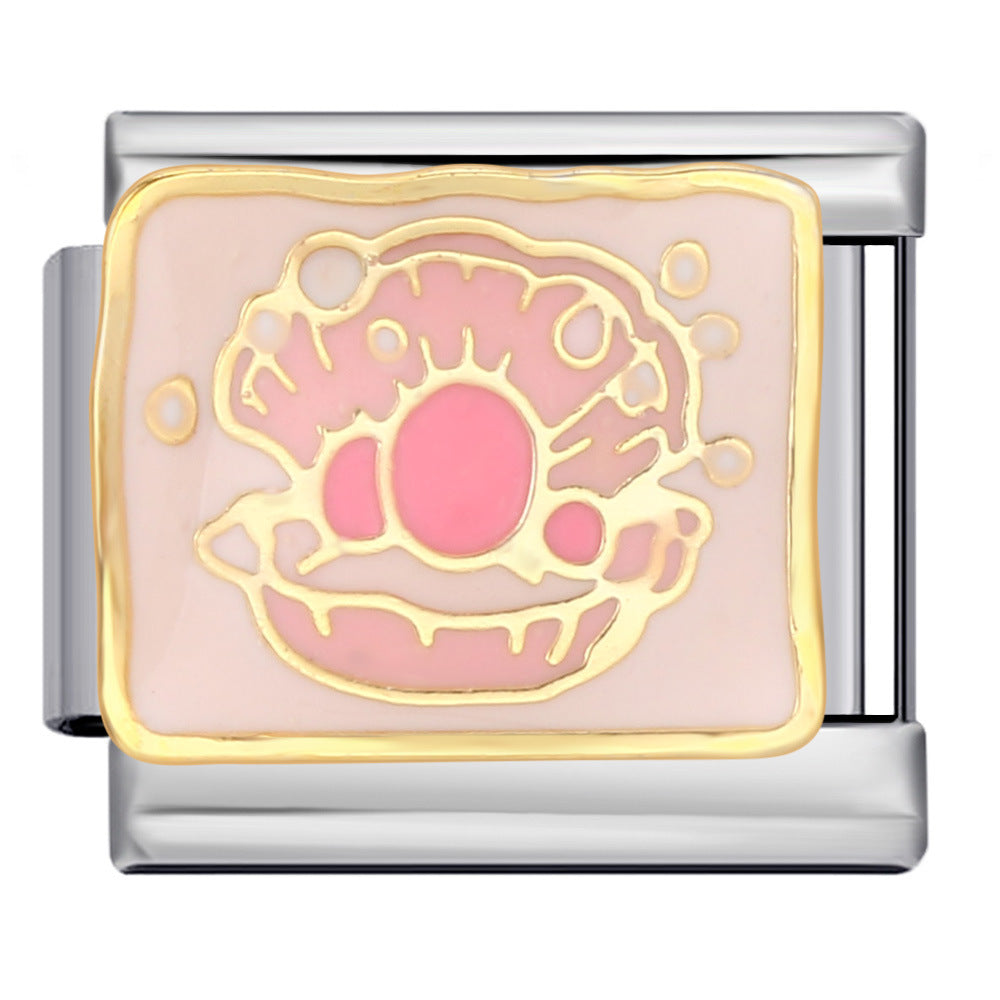 Pink Italian Modular Bracelet Titanium Steel Welding Gold Plated DIY Cartoon Free Connect Bracelet Pink Italian Modular Bracelet Titanium Steel Welding Gold Plated DIY Cartoon Free Connect Bracelet