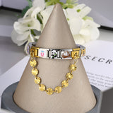 New Gold and Silver Bottom Double Hanging Pendant Italian Module Bracelet Stainless Steel Hook DIY Elastic Strap Chain New Gold and Silver Bottom Double Hanging Pendant Italian Module Bracelet Stainless Steel Hook DIY Elastic Strap Chain