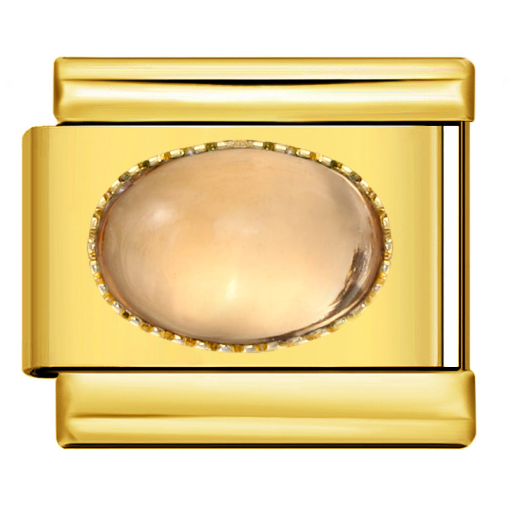 New Gold and Silver Bottom Micro Inlaid Oval Colored Stone Italian Module Bracelet DIY Titanium Steel Welding Oil Dripping Bracelet New Gold and Silver Bottom Micro Inlaid Oval Colored Stone Italian Module Bracelet DIY Titanium Steel Welding Oil Dripping Bracelet