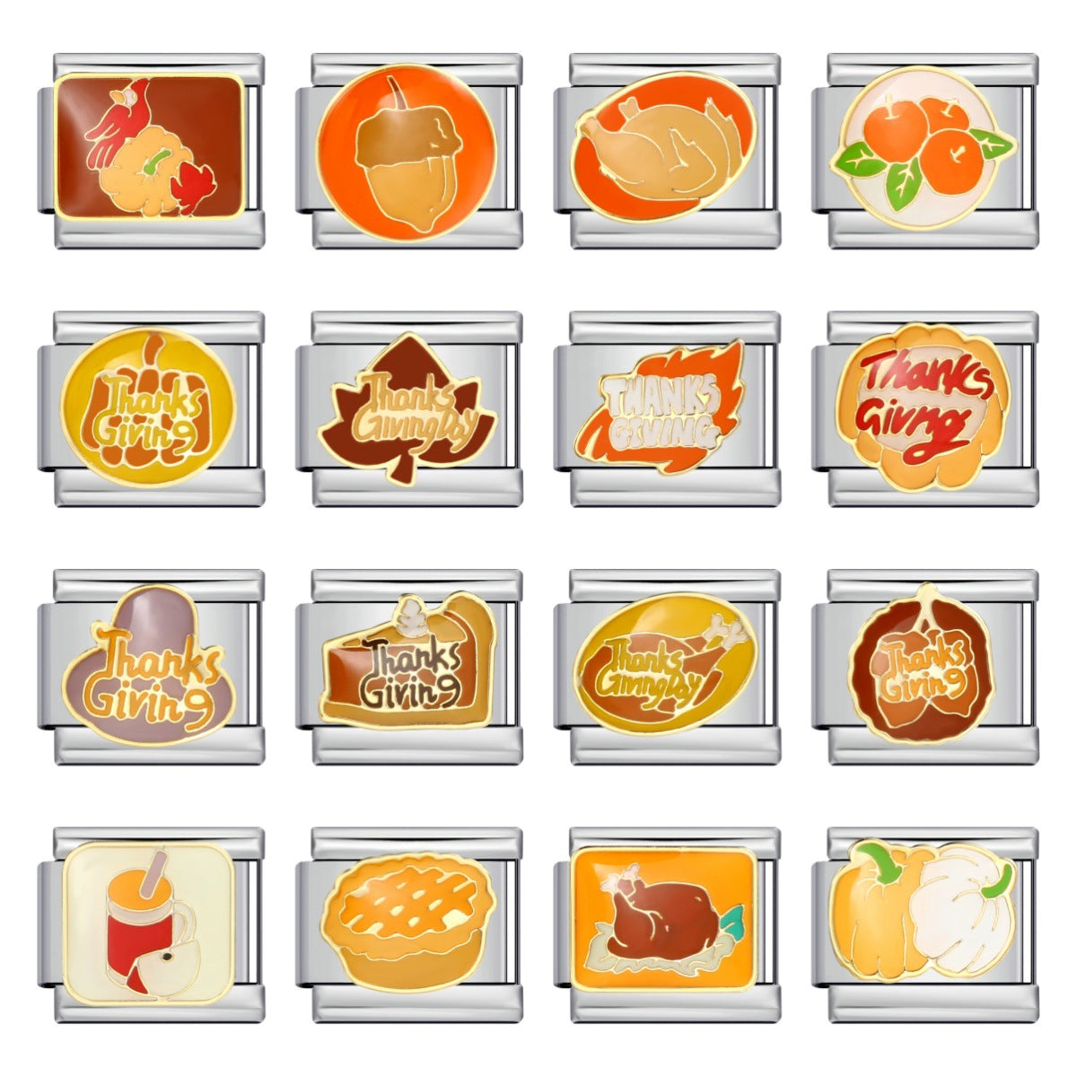 New Thanksgiving Series DIY Bracelet Stainless Steel Italian Module Bracelet Titanium Steel Welded Drip Oil Strap Chain New Thanksgiving Series DIY Bracelet Stainless Steel Italian Module Bracelet Titanium Steel Welded Drip Oil Strap Chain