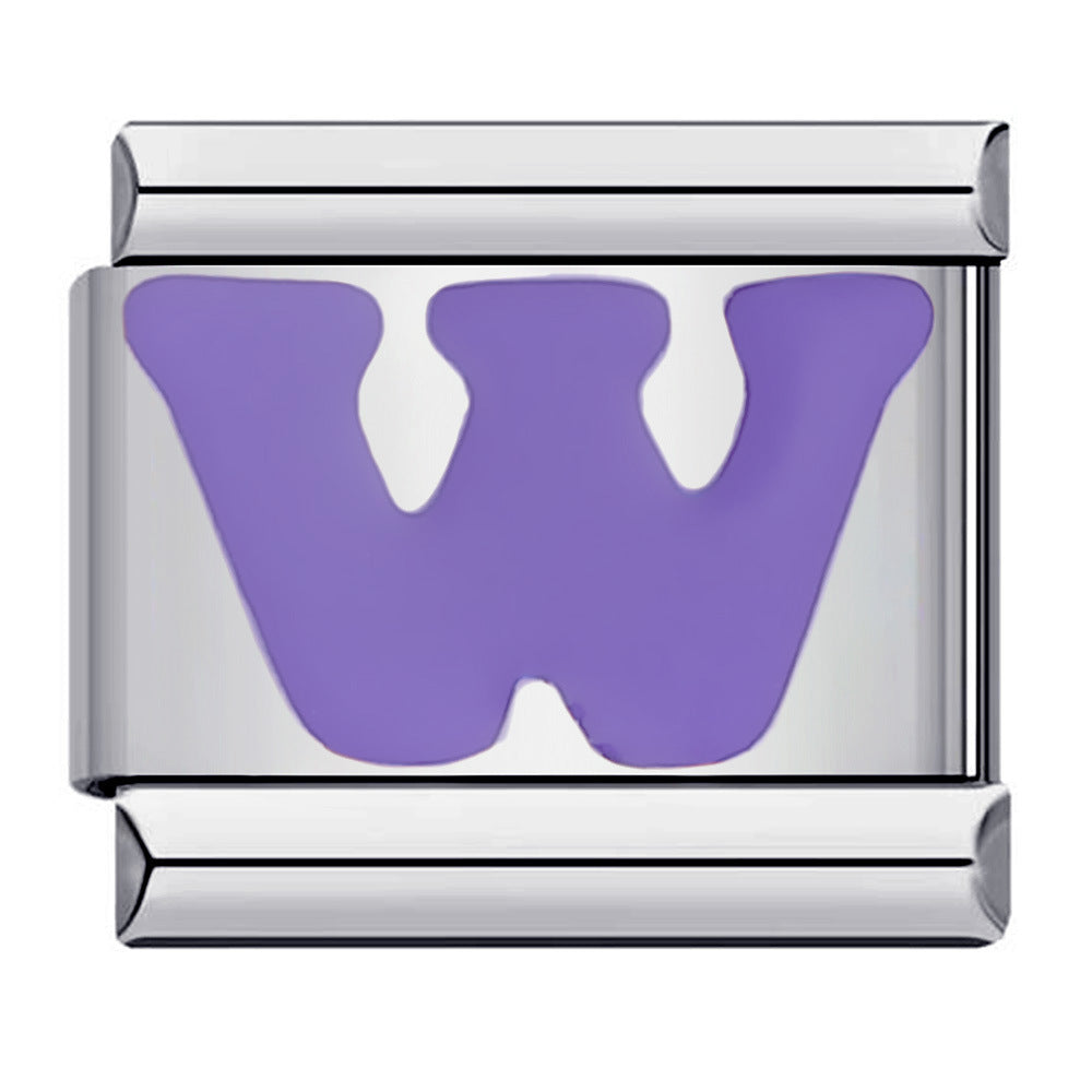 New Titanium Steel Purple English Letter DIY Italian Module Bracelet Alphebat New Titanium Steel Purple English Letter DIY Italian Module Bracelet Alphebat