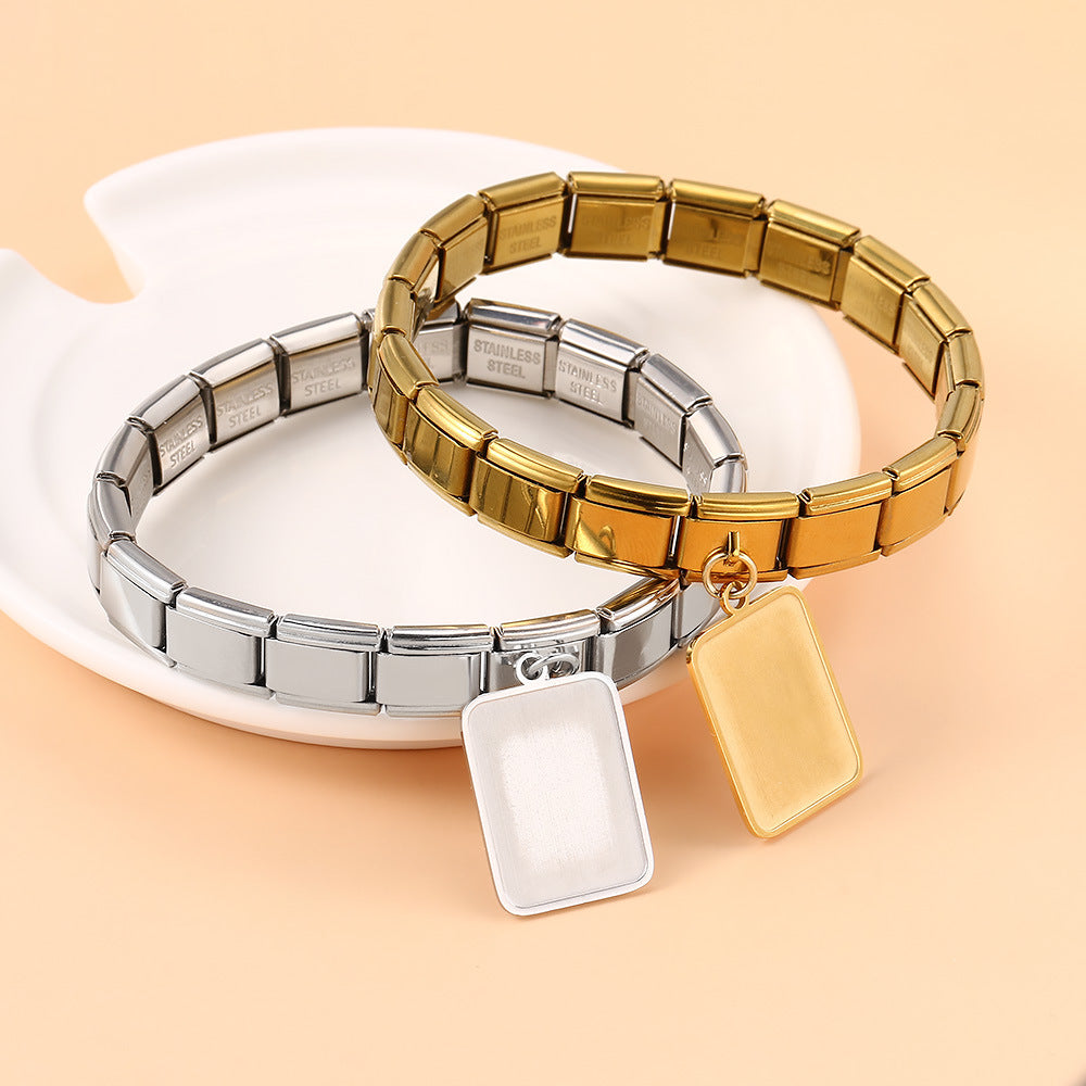 Cross Border Hot Selling Square Pendant Double-sided Laser Engraving Picture Making Engraving DIY Italian Module Bracelet Cross Border Hot Selling Square Pendant Double-sided Laser Engraving Picture Making Engraving DIY Italian Module Bracelet