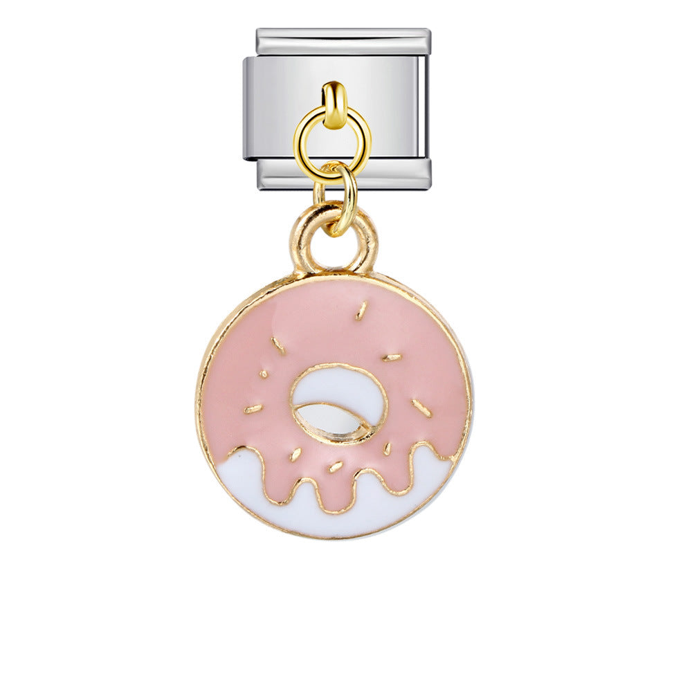 Gourmet Series Burger Fry Pendant Italian Module Bracelet Welding Drip Oil DIY Titanium Steel Strap Chain Gourmet Series Burger Fry Pendant Italian Module Bracelet Welding Drip Oil DIY Titanium Steel Strap Chain