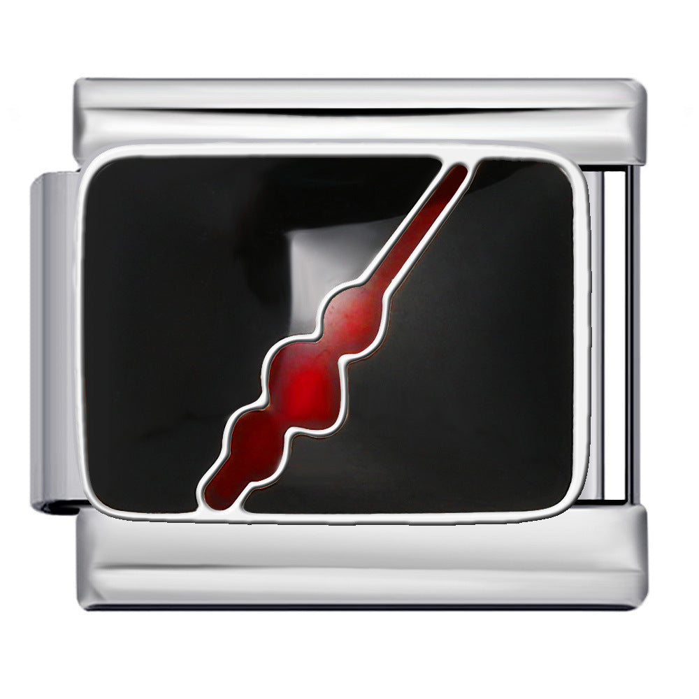 Personalized Pattern Italian Module Bracelet Stainless Steel Welding Drip Oil Cartoon DIY Elastic Splicing Bracelet Personalized Pattern Italian Module Bracelet Stainless Steel Welding Drip Oil Cartoon DIY Elastic Splicing Bracelet