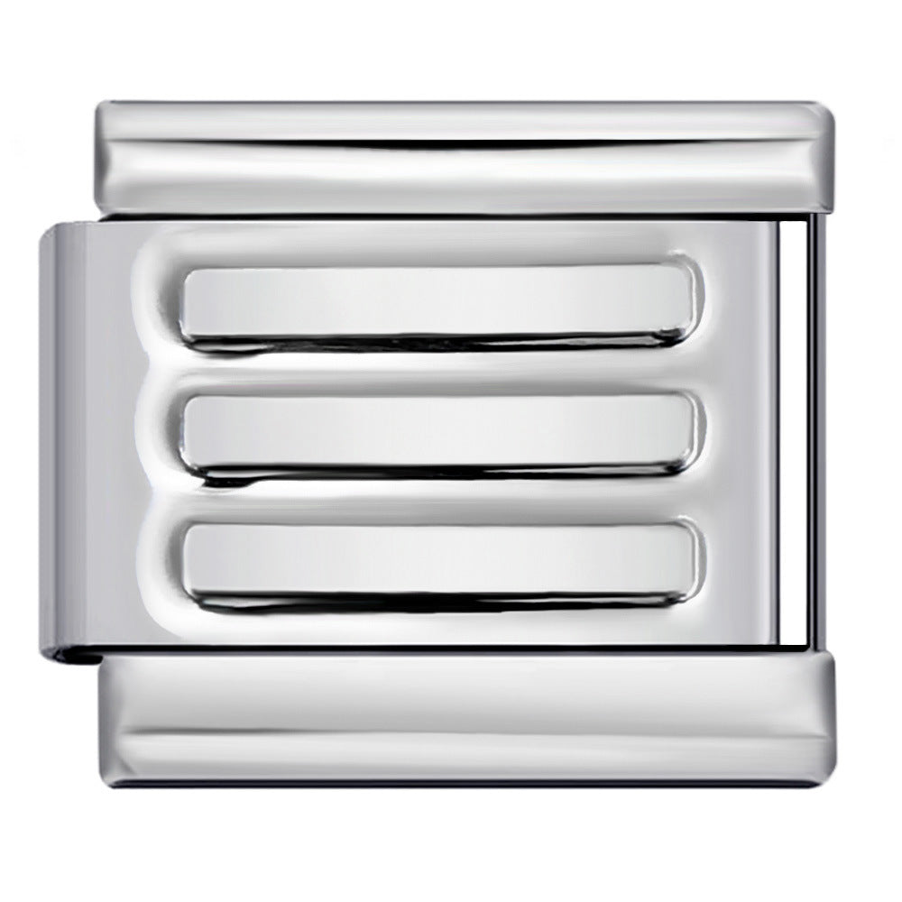 Concave Silver Titanium Steel Stamping Pattern DIY Italian Module Bracelet Italian Charm Bracelet Concave Silver Titanium Steel Stamping Pattern DIY Italian Module Bracelet Italian Charm Bracelet