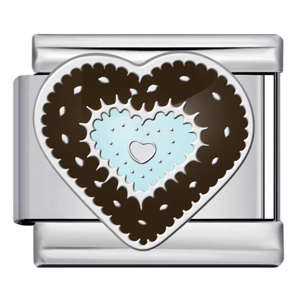 New Love Pentagram Italian Module Bracelet Titanium Steel Welding Drip Oil DIY Bracelet Little Fairy Gift New Love Pentagram Italian Module Bracelet Titanium Steel Welding Drip Oil DIY Bracelet Little Fairy Gift