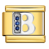 Italian Module Bracelet Gold Background Blue Diamond Letters DIY Stainless Steel Elastic Assembly Welded Strap Bracelet Italian Module Bracelet Gold Background Blue Diamond Letters DIY Stainless Steel Elastic Assembly Welded Strap Bracelet