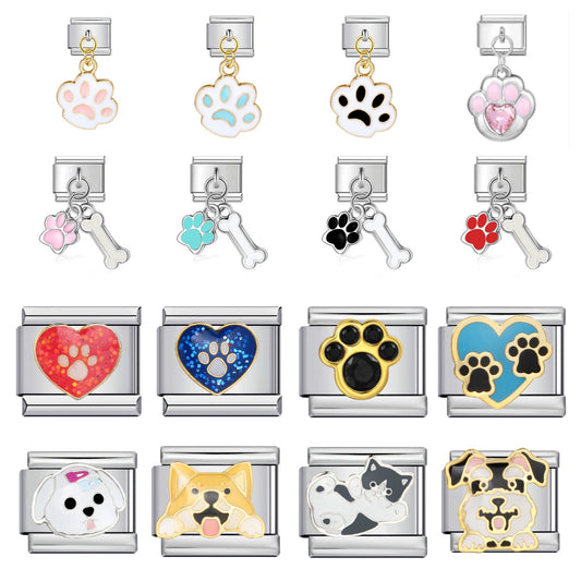 New Hook-style Colorful Drip Oil Claw Series Titanium Steel Italian Module Bracelet, DIY Elastic Splice Bracelet