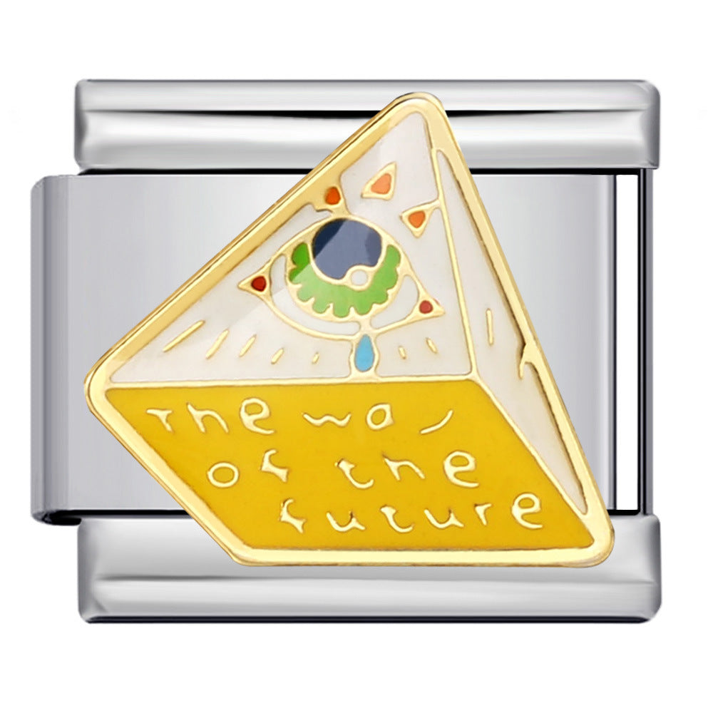 Italian Module Bracelet Devil's Eye Titanium Steel Welding Drip Oil Pattern DIY Elastic Splicing Personalized Strap Chain Italian Module Bracelet Devil's Eye Titanium Steel Welding Drip Oil Pattern DIY Elastic Splicing Personalized Strap Chain