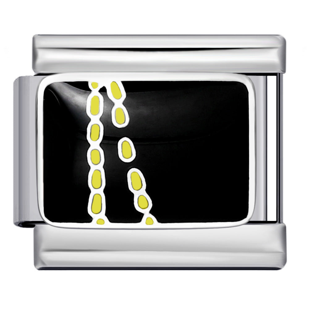 Personalized Pattern Italian Module Bracelet Stainless Steel Welding Drip Oil Cartoon DIY Elastic Splicing Bracelet Personalized Pattern Italian Module Bracelet Stainless Steel Welding Drip Oil Cartoon DIY Elastic Splicing Bracelet