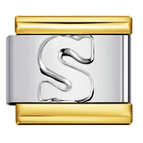 Fashion Gold Cover Silver Concave English Letter Bracelet Titanium Steel Non Dripping Oil DIY Italian Module Bracelet Wholesale Fashion Gold Cover Silver Concave English Letter Bracelet Titanium Steel Non Dripping Oil DIY Italian Module Bracelet Wholesale