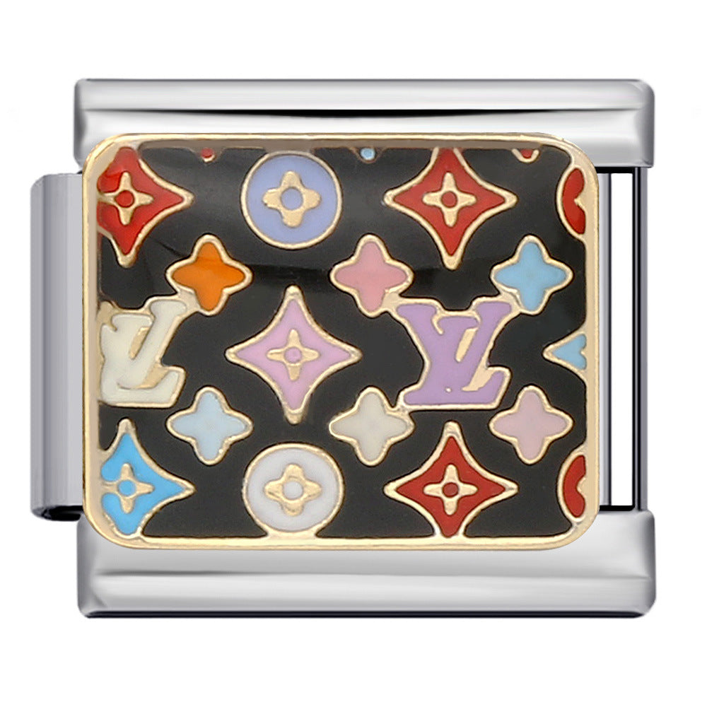 European and American Cross Border Cartoon Character Italian Module Bracelet Titanium Steel Welding Drip Oil Pattern DIY Splicing Bracelet European and American Cross Border Cartoon Character Italian Module Bracelet Titanium Steel Welding Drip Oil Pattern DIY Splicing Bracelet