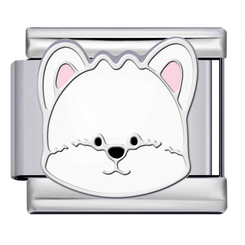 Cute Cartoon Dog Cute Pet Series Titanium Steel Welding Drip Oil DIY Italian Module Bracelet Accessories Cute Cartoon Dog Cute Pet Series Titanium Steel Welding Drip Oil DIY Italian Module Bracelet Accessories