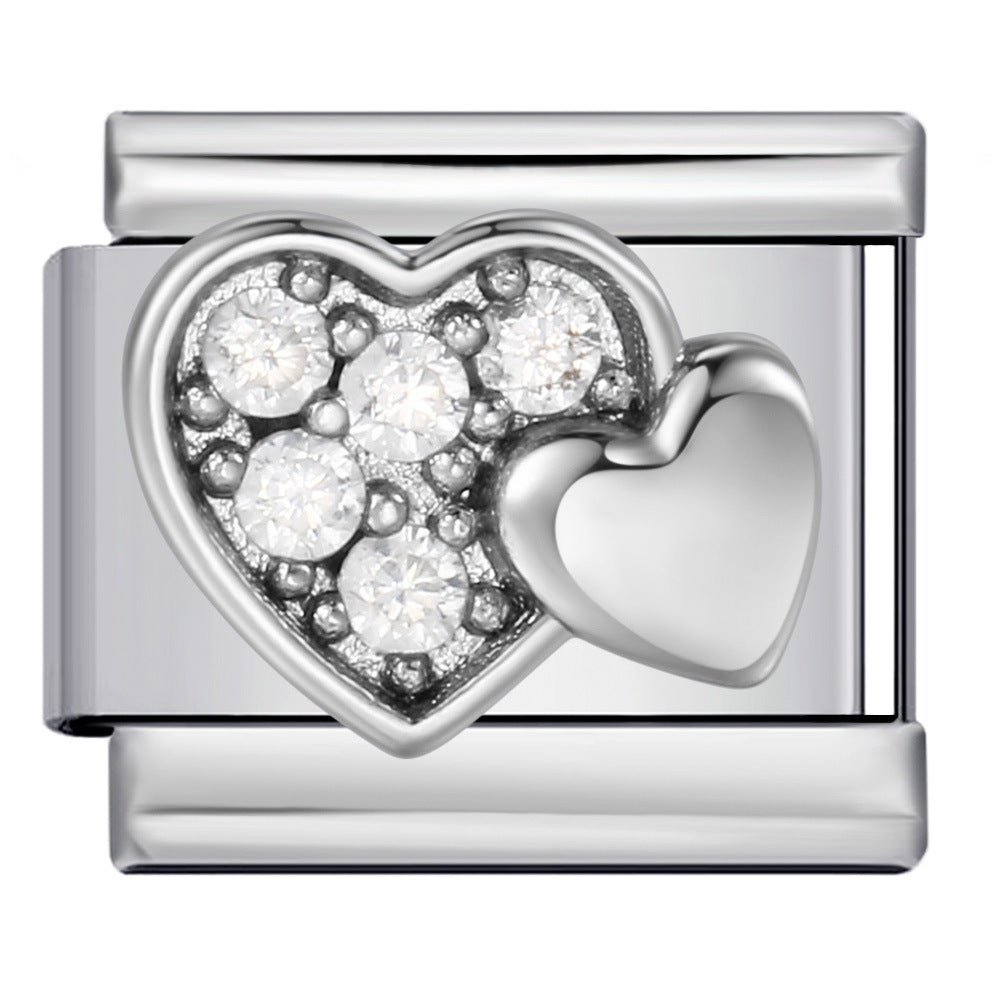 Italian Module Bracelet Gold and Silver with Diamond Pattern DIY Titanium Steel Welding Elastic Personalized Splicing Bracelet Wholesale Italian Module Bracelet Gold and Silver with Diamond Pattern DIY Titanium Steel Welding Elastic Personalized Splicing Bracelet Wholesale