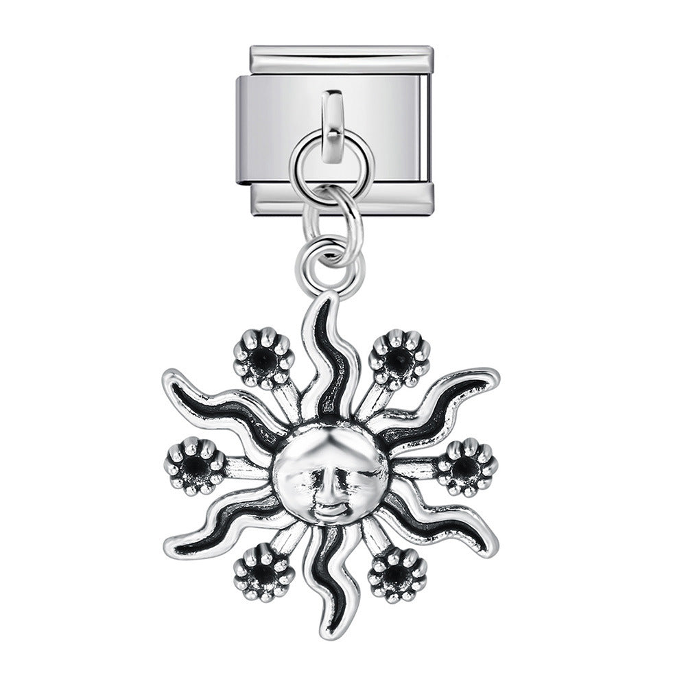 Silver Bottom Cute Pendant Italian Module Bracelet Hook DIY Titanium Steel Micro Inlaid Zircon Elastic Splicing Strap Chain Silver Bottom Cute Pendant Italian Module Bracelet Hook DIY Titanium Steel Micro Inlaid Zircon Elastic Splicing Strap Chain