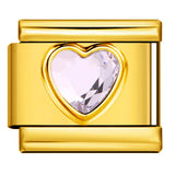 Gold Colored Heart-shaped Circle Diamond Italian Module Bracelet DIY Titanium Steel Welded Elastic Watch Chain Accessory Gold Colored Heart-shaped Circle Diamond Italian Module Bracelet DIY Titanium Steel Welded Elastic Watch Chain Accessory