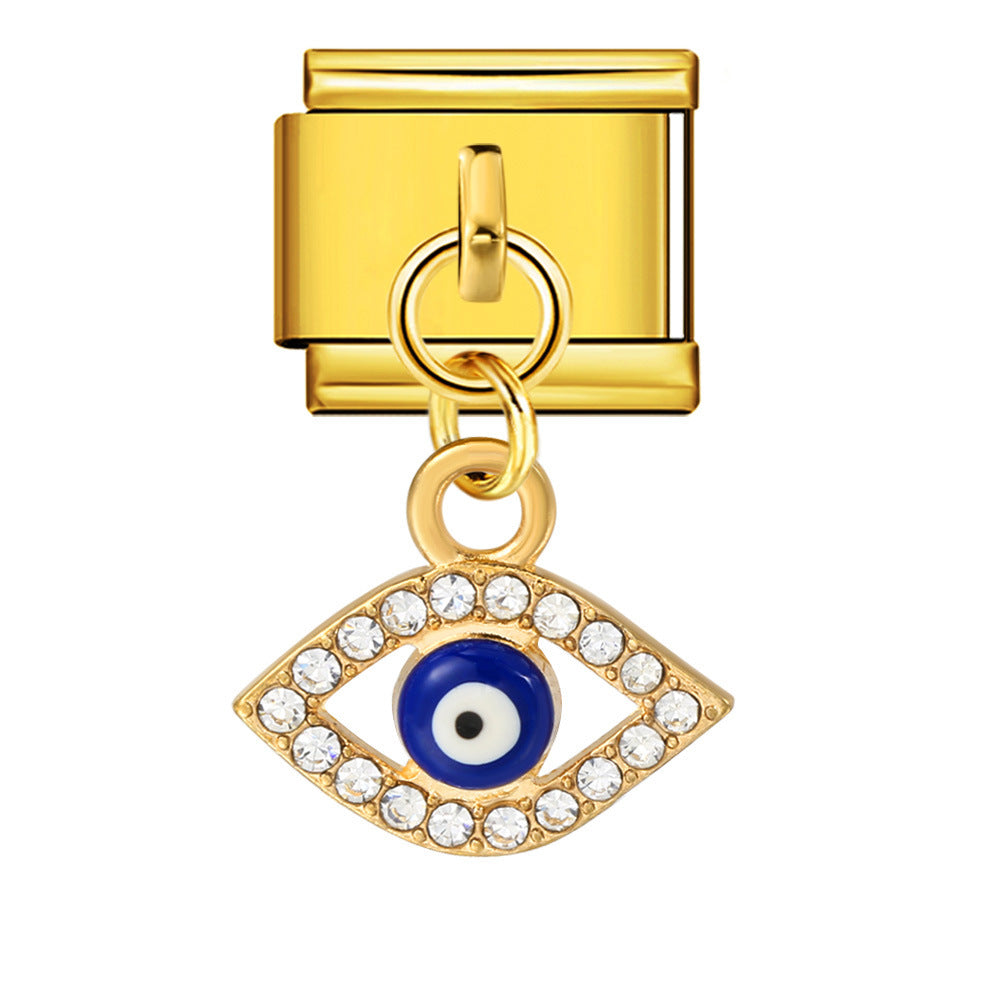 Hot-selling single hook Italian modular bracelet with heart pendant, DIY stretchable titanium steel watchband chain Hot-selling single hook Italian modular bracelet with heart pendant, DIY stretchable titanium steel watchband chain