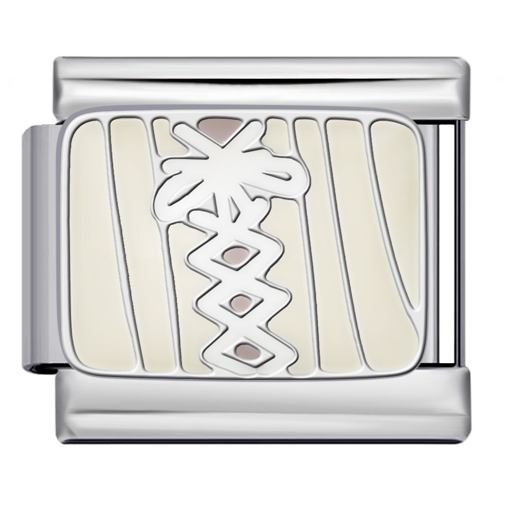 Pink Pattern Italian Module Bracelet Titanium Steel Welding Drip Oil Pattern DIY Bracelet Gift for Girls Pink Pattern Italian Module Bracelet Titanium Steel Welding Drip Oil Pattern DIY Bracelet Gift for Girls