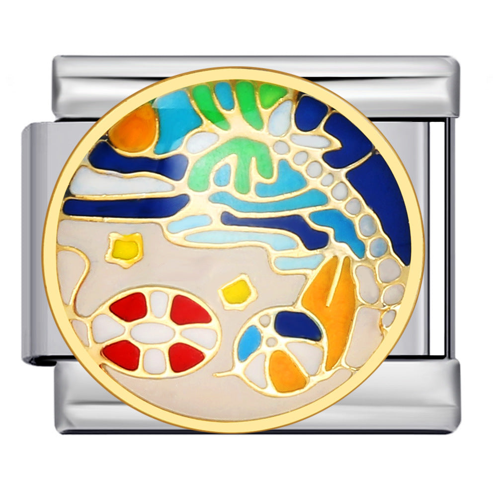 Colorful Childhood Toys Italian Module Bracelet Titanium Steel Welding Drip Oil Pattern DIY Bracelet Gift for Girls Colorful Childhood Toys Italian Module Bracelet Titanium Steel Welding Drip Oil Pattern DIY Bracelet Gift for Girls