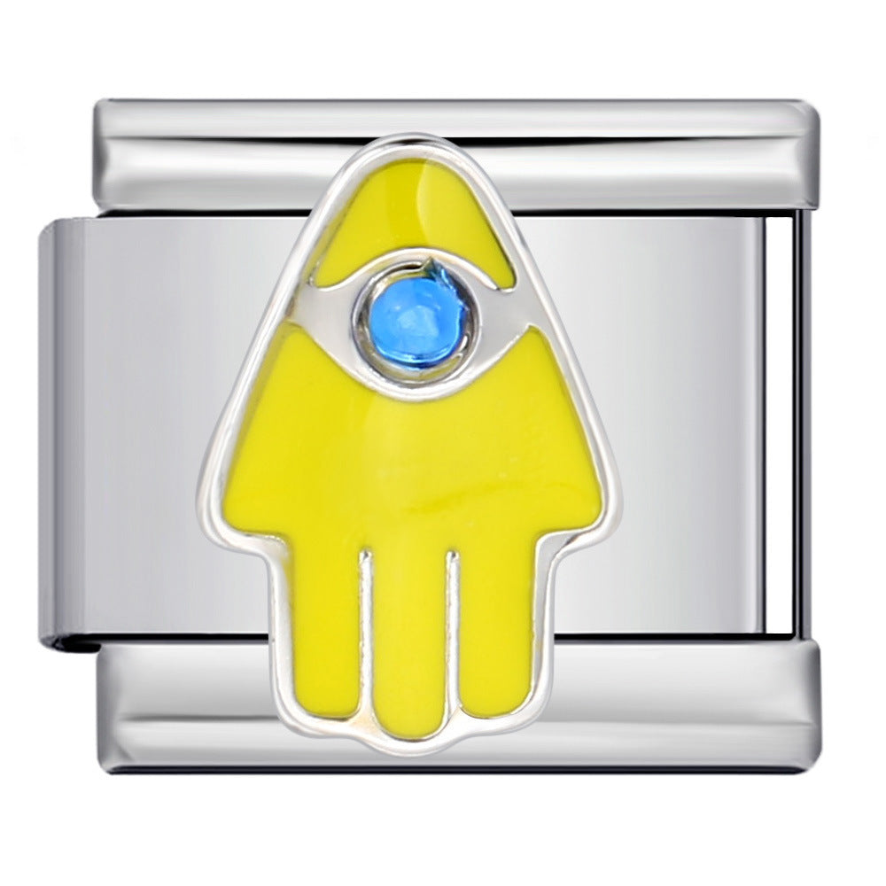 Italian Module Bracelet Devil's Eye Titanium Steel Welding Drip Oil Pattern DIY Elastic Splicing Personalized Strap Chain Italian Module Bracelet Devil's Eye Titanium Steel Welding Drip Oil Pattern DIY Elastic Splicing Personalized Strap Chain