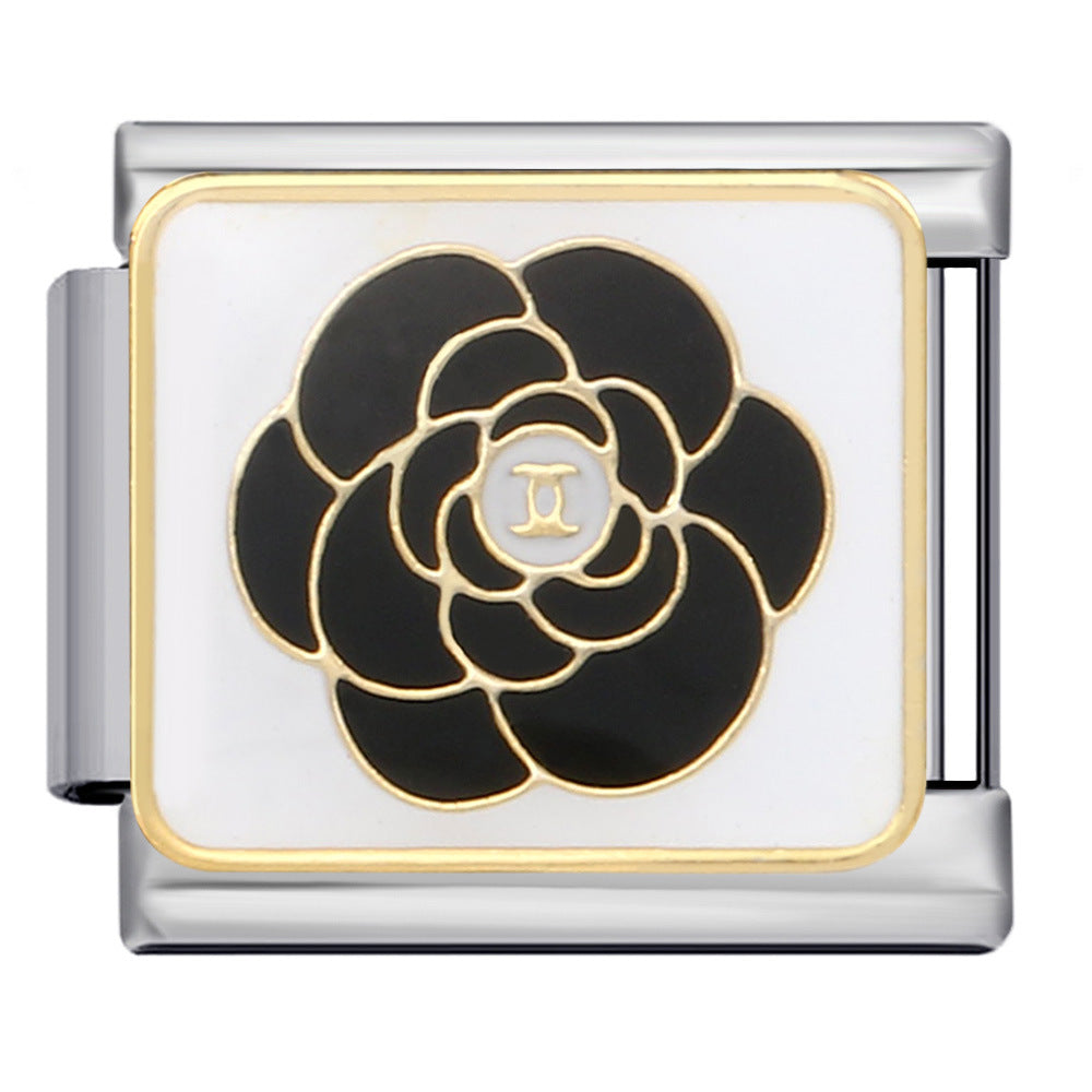 Black Gold Plated Cartoon DIY Italian Modular Bracelet Unique Welded Pattern Stainless Steel Bangle Black Gold Plated Cartoon DIY Italian Modular Bracelet Unique Welded Pattern Stainless Steel Bangle