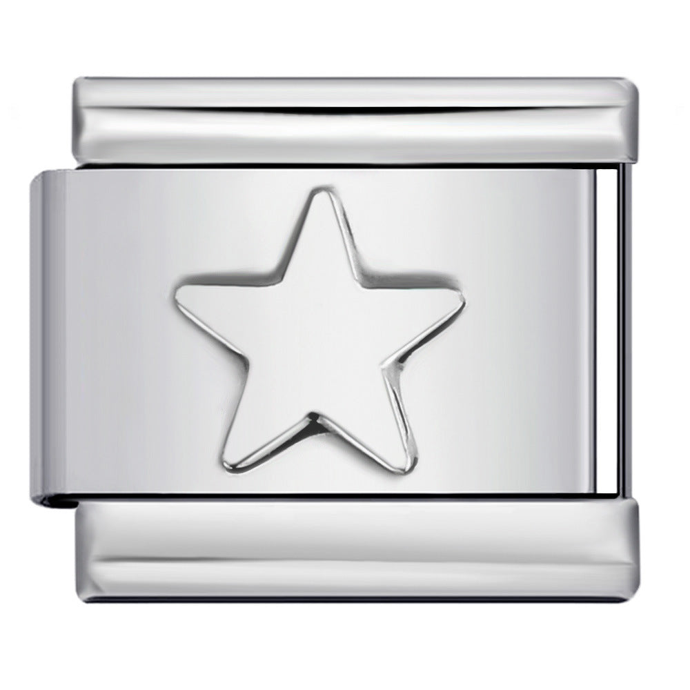 Gold and Silver Stamping Pattern Italian Module Bracelet Titanium Steel Drip Oil DIY Splicing Bracelet Wholesale Gold and Silver Stamping Pattern Italian Module Bracelet Titanium Steel Drip Oil DIY Splicing Bracelet Wholesale