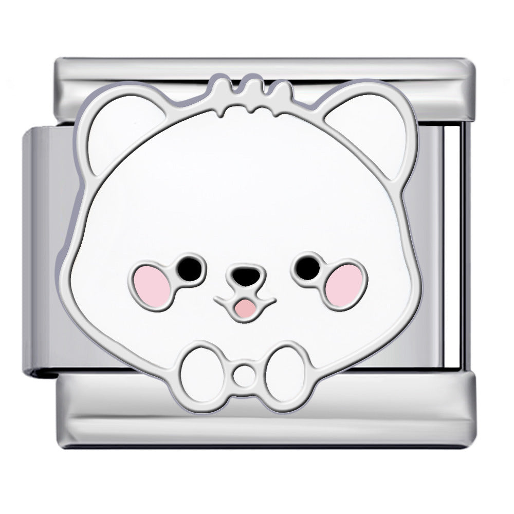 Cute Cartoon Dog Cute Pet Series Titanium Steel Welding Drip Oil DIY Italian Module Bracelet Accessories Cute Cartoon Dog Cute Pet Series Titanium Steel Welding Drip Oil DIY Italian Module Bracelet Accessories