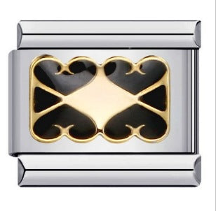 Black Gold Plated Cartoon DIY Italian Modular Bracelet Unique Welded Pattern Stainless Steel Bangle Black Gold Plated Cartoon DIY Italian Modular Bracelet Unique Welded Pattern Stainless Steel Bangle