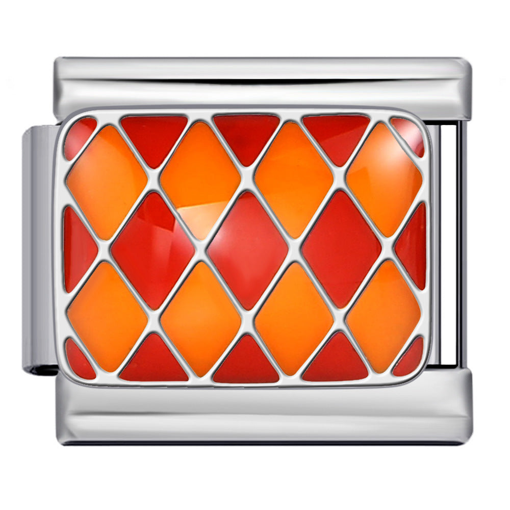 Personalized Pattern Italian Module Bracelet Stainless Steel Welding Drip Oil Cartoon DIY Elastic Splicing Bracelet Personalized Pattern Italian Module Bracelet Stainless Steel Welding Drip Oil Cartoon DIY Elastic Splicing Bracelet