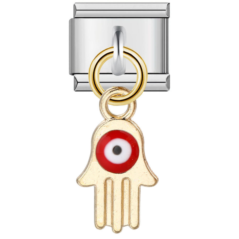 New Palm Eye Pendant Italian Module Bracelet Titanium Steel Hook Drip Oil DIY Free Splicing Strap Chain New Palm Eye Pendant Italian Module Bracelet Titanium Steel Hook Drip Oil DIY Free Splicing Strap Chain