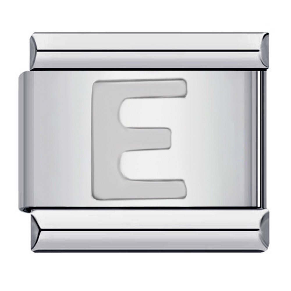 New Titanium Steel Silver Concave Surface 26 English Letters Italian Module Bracelet DIY Strap Chain Accessories Wholesale New Titanium Steel Silver Concave Surface 26 English Letters Italian Module Bracelet DIY Strap Chain Accessories Wholesale