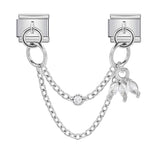 Double Hook Italian Modular Bracelet with Heart Pendant Chain Link Titanium Steel DIY Jewelry Double Hook Italian Modular Bracelet with Heart Pendant Chain Link Titanium Steel DIY Jewelry