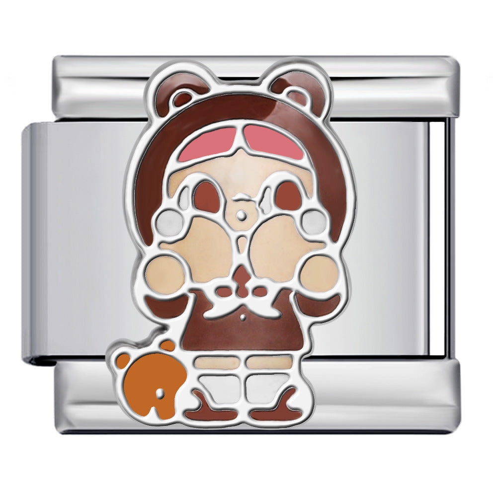 Cartoon Character Italian Module Bracelet Stainless Steel Welding Pattern DIY Elastic Splicing Versatile Bracelet Cartoon Character Italian Module Bracelet Stainless Steel Welding Pattern DIY Elastic Splicing Versatile Bracelet