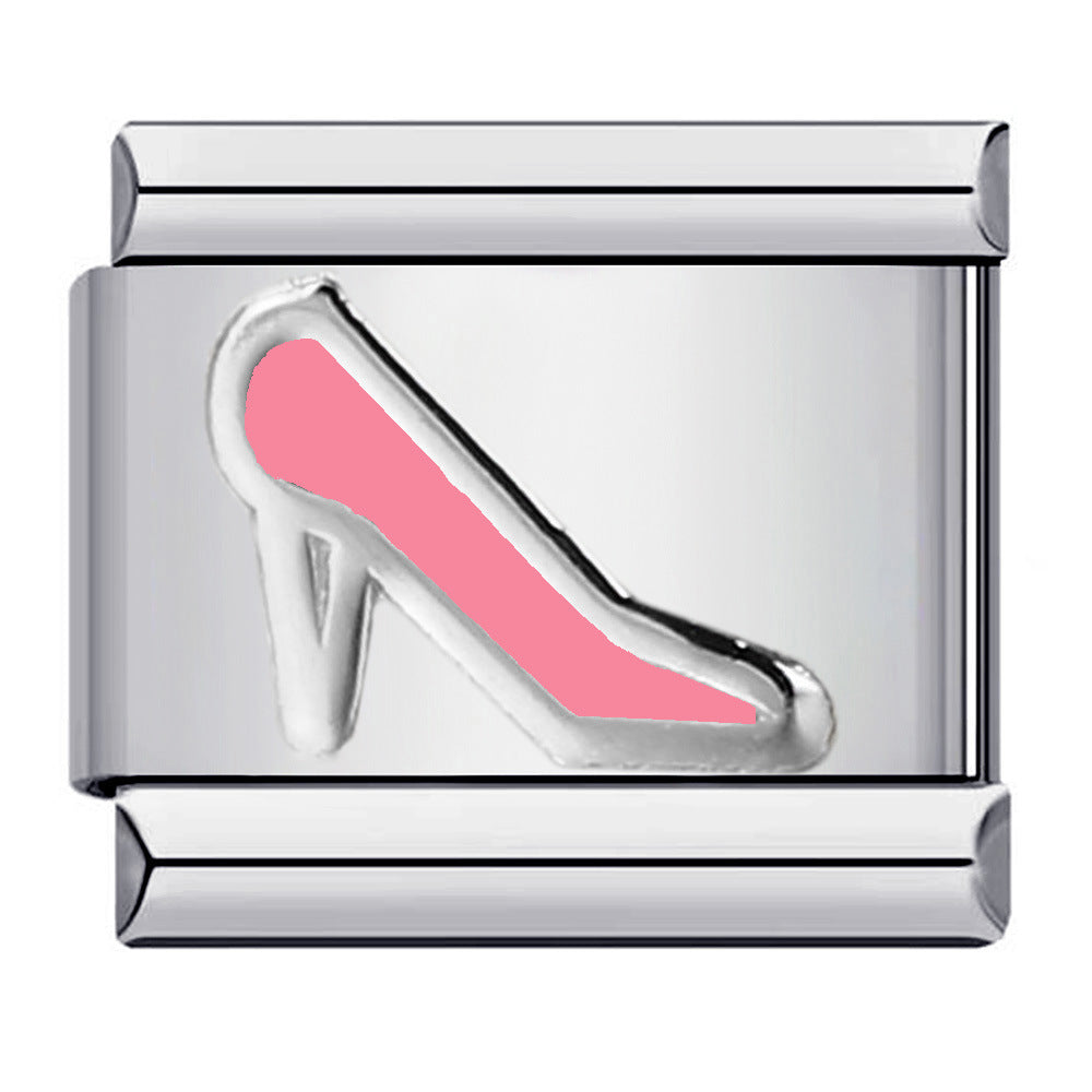 Color Stamping Series DIY Italian Module Bracelet Titanium Steel Gold Plated Drip Oil Elastic Splicing Bracelet Accessories Color Stamping Series DIY Italian Module Bracelet Titanium Steel Gold Plated Drip Oil Elastic Splicing Bracelet Accessories