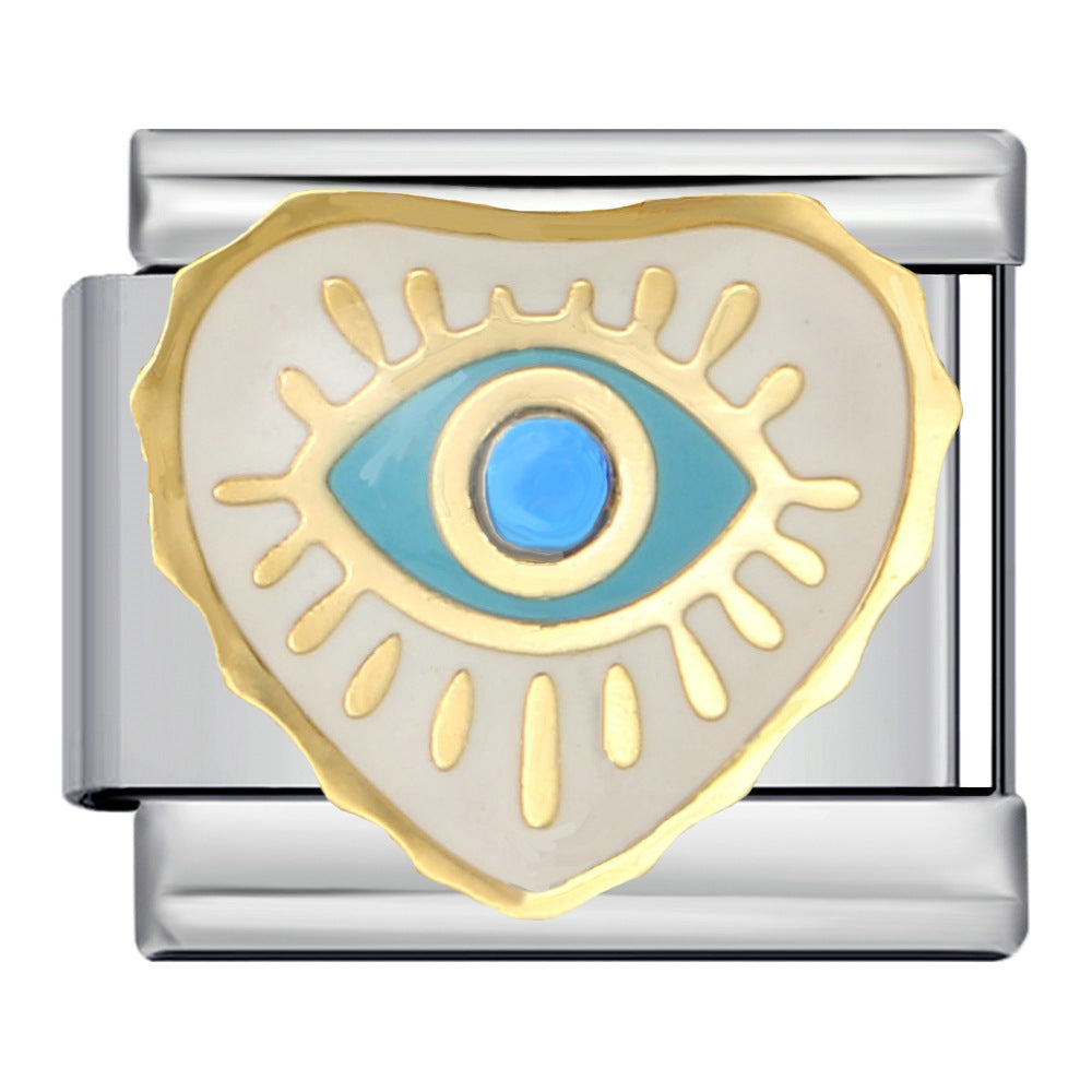 Italian Module Bracelet Devil's Eye Titanium Steel Welding Drip Oil Pattern DIY Elastic Splicing Personalized Strap Chain Italian Module Bracelet Devil's Eye Titanium Steel Welding Drip Oil Pattern DIY Elastic Splicing Personalized Strap Chain