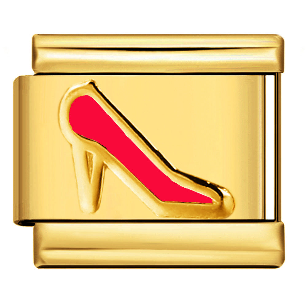 Color Stamping Series DIY Italian Module Bracelet Titanium Steel Gold Plated Drip Oil Elastic Splicing Bracelet Accessories Color Stamping Series DIY Italian Module Bracelet Titanium Steel Gold Plated Drip Oil Elastic Splicing Bracelet Accessories