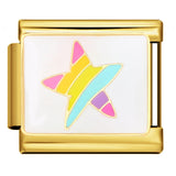 Gold and Silver Bottom Colorful Pattern Italian Module Bracelet Titanium Steel Welding Drip Oil DIY Bracelet Girlfriend Gift for Girls Gold and Silver Bottom Colorful Pattern Italian Module Bracelet Titanium Steel Welding Drip Oil DIY Bracelet Girlfriend Gift for Girls