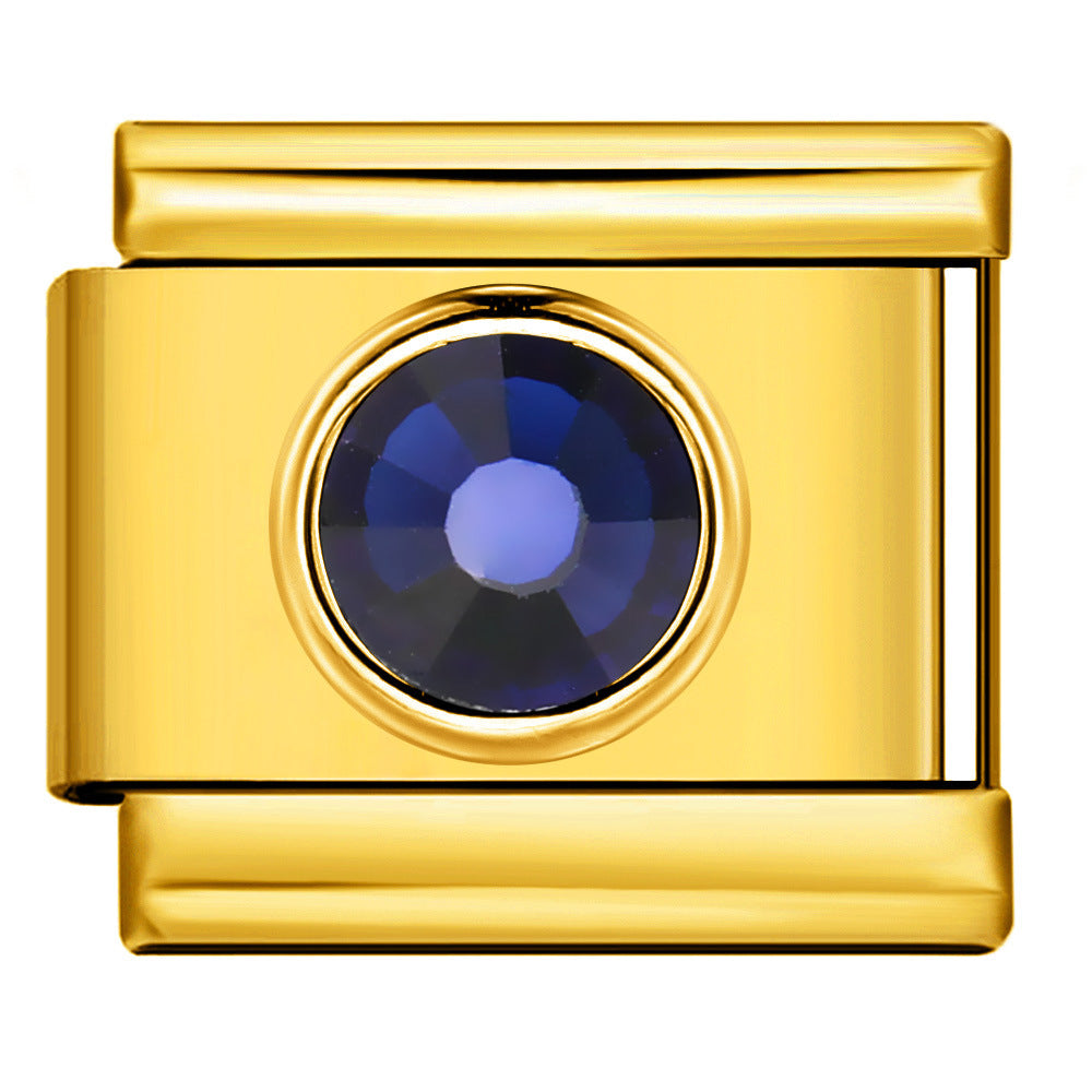 Gold Colored Heart-shaped Circle Diamond Italian Module Bracelet DIY Titanium Steel Welded Elastic Watch Chain Accessory Gold Colored Heart-shaped Circle Diamond Italian Module Bracelet DIY Titanium Steel Welded Elastic Watch Chain Accessory