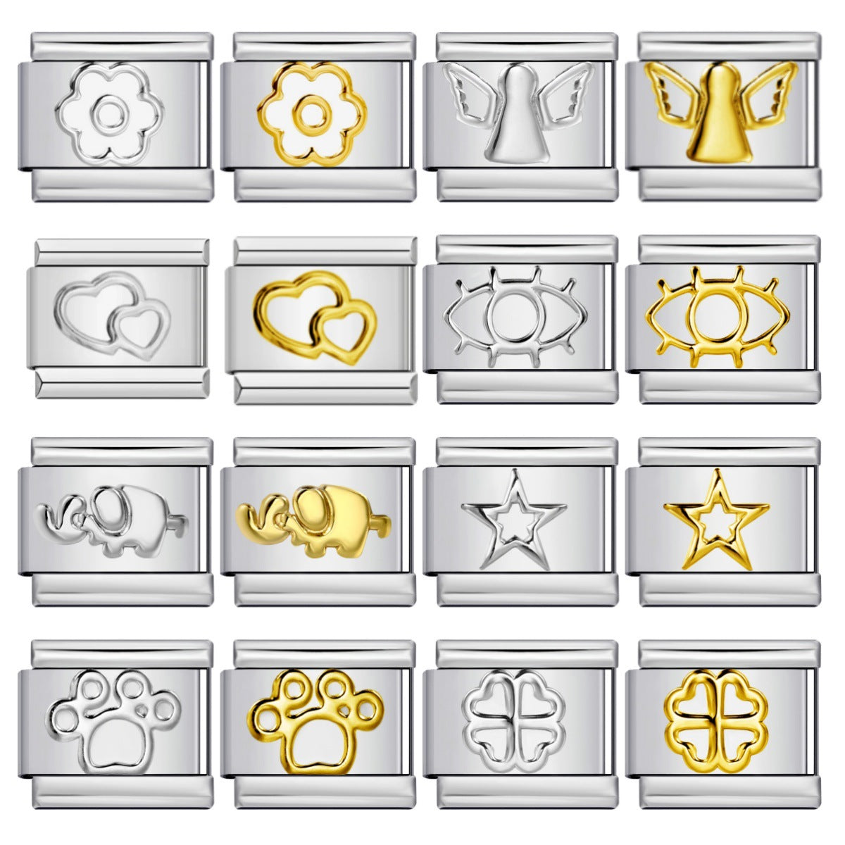 Titanium Steel Gold Silver Stamping Pattern DIY Italian Module Bracelet Italian Charm Bracelet Titanium Steel Gold Silver Stamping Pattern DIY Italian Module Bracelet Italian Charm Bracelet