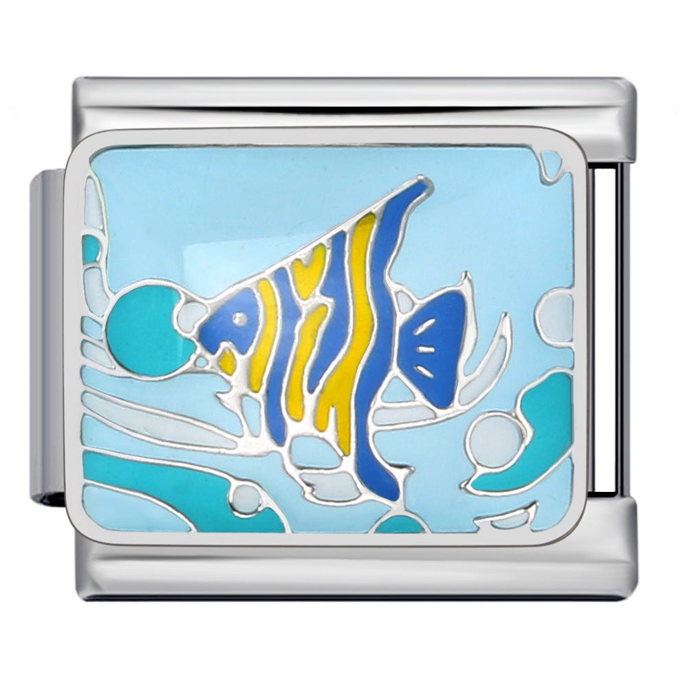 New Marine Biology Titanium Steel Strap Chain Gold Plated Welding Drip Oil DIY Italian Module Bracelet Accessories Wholesale New Marine Biology Titanium Steel Strap Chain Gold Plated Welding Drip Oil DIY Italian Module Bracelet Accessories Wholesale