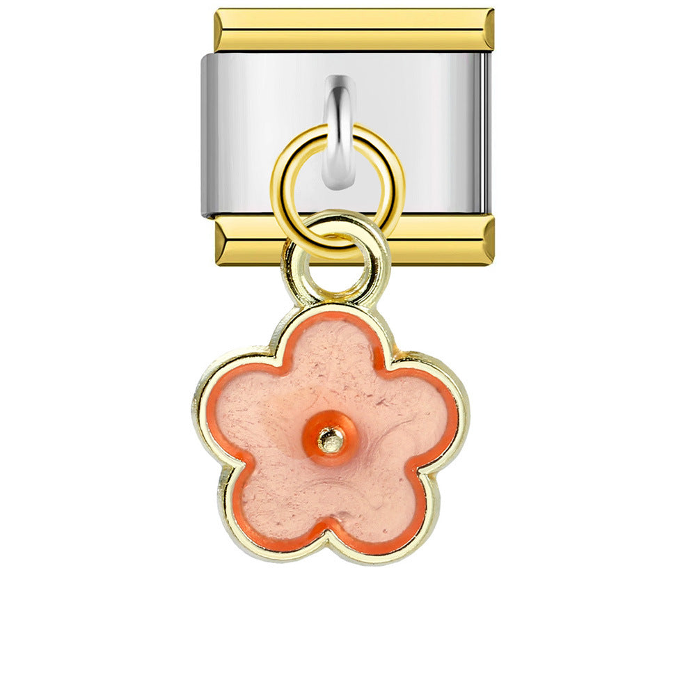 Single Hook Italian Module Bracelet, Square Elastic Splicing Titanium Steel Strap Chain, Italian Charm Single Hook Italian Module Bracelet, Square Elastic Splicing Titanium Steel Strap Chain, Italian Charm