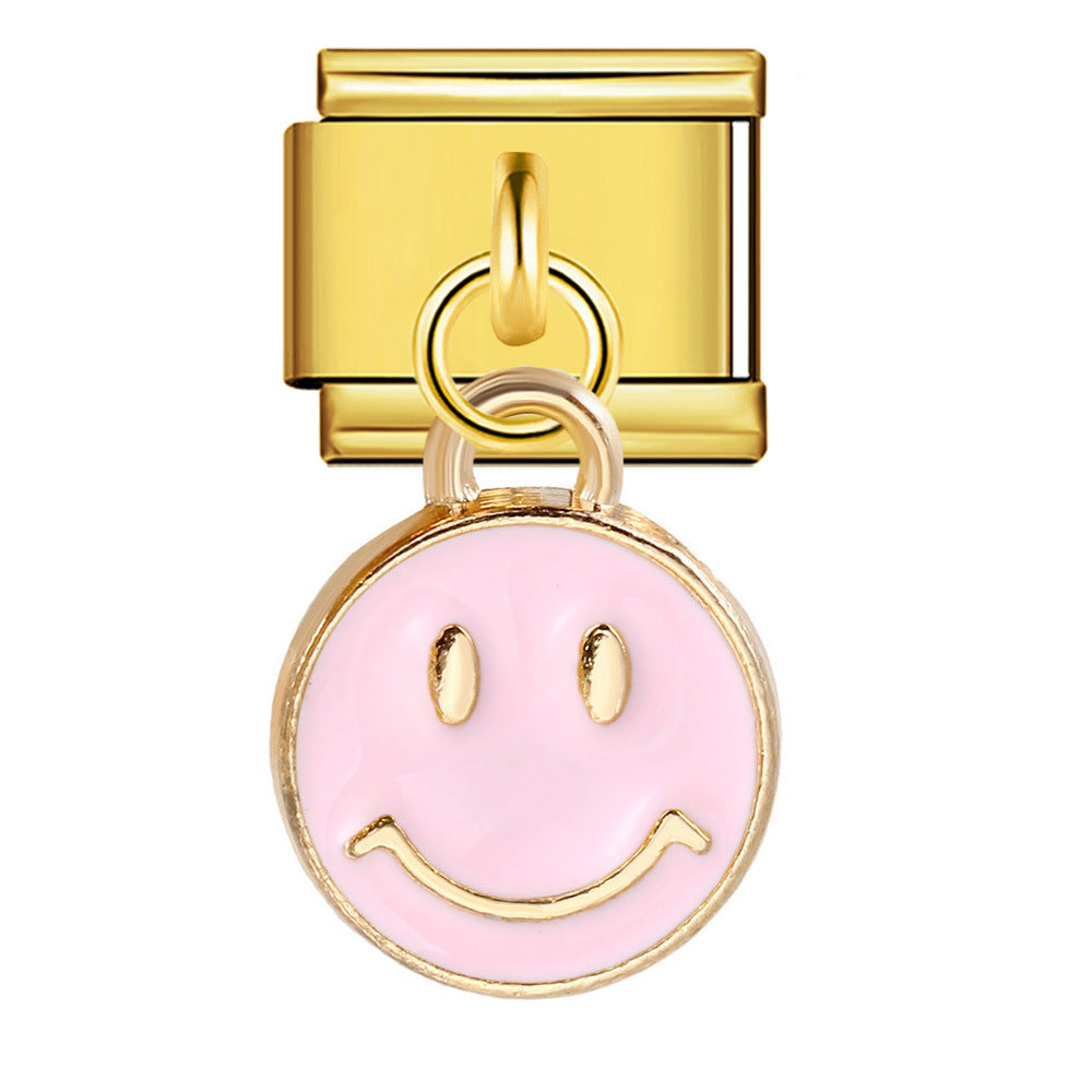 Charm Pendant Hook Style Italian Module Bracelet Titanium Steel Drip Oil Pattern DIY Bracelet Gift for Girls Charm Pendant Hook Style Italian Module Bracelet Titanium Steel Drip Oil Pattern DIY Bracelet Gift for Girls