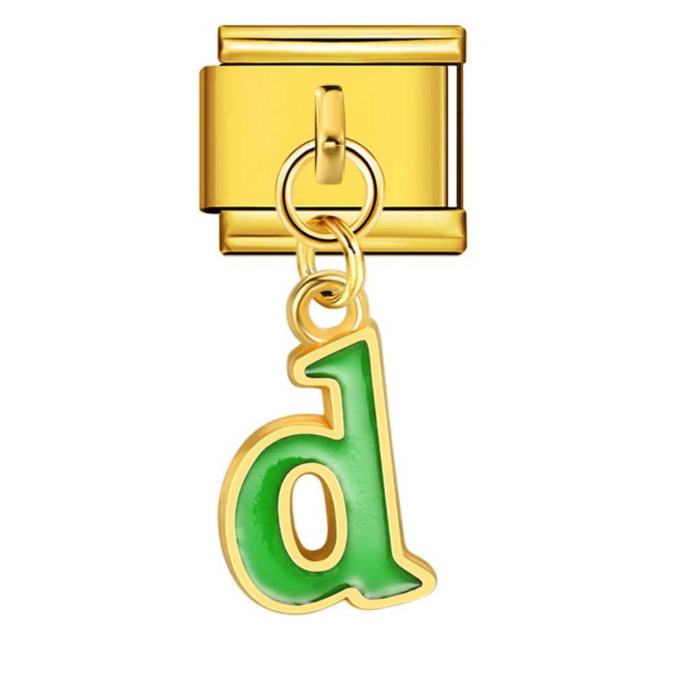 Gold Background, Colorful Oil Dripping Letters, Italian Module Bracelet, Titanium Steel Welded Hook, Fashionable and Simple Wristband Accessory Gold Background, Colorful Oil Dripping Letters, Italian Module Bracelet, Titanium Steel Welded Hook, Fashionable and Simple Wristband Accessory