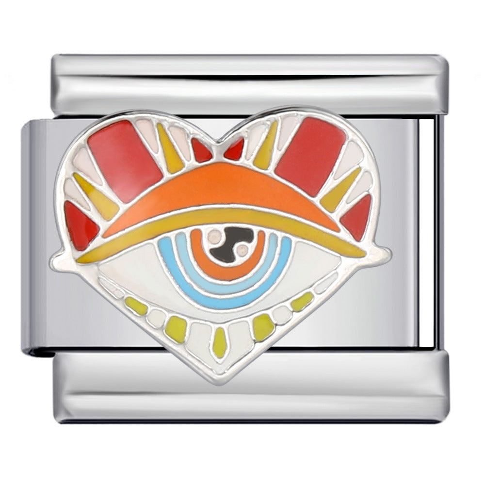 European and American Cross-border Italian Module Bracelet DIY Titanium Steel Welding Pattern Gold-plated Drip Oil Bracelet Accessories Wholesale European and American Cross-border Italian Module Bracelet DIY Titanium Steel Welding Pattern Gold-plated Drip Oil Bracelet Accessories Wholesale