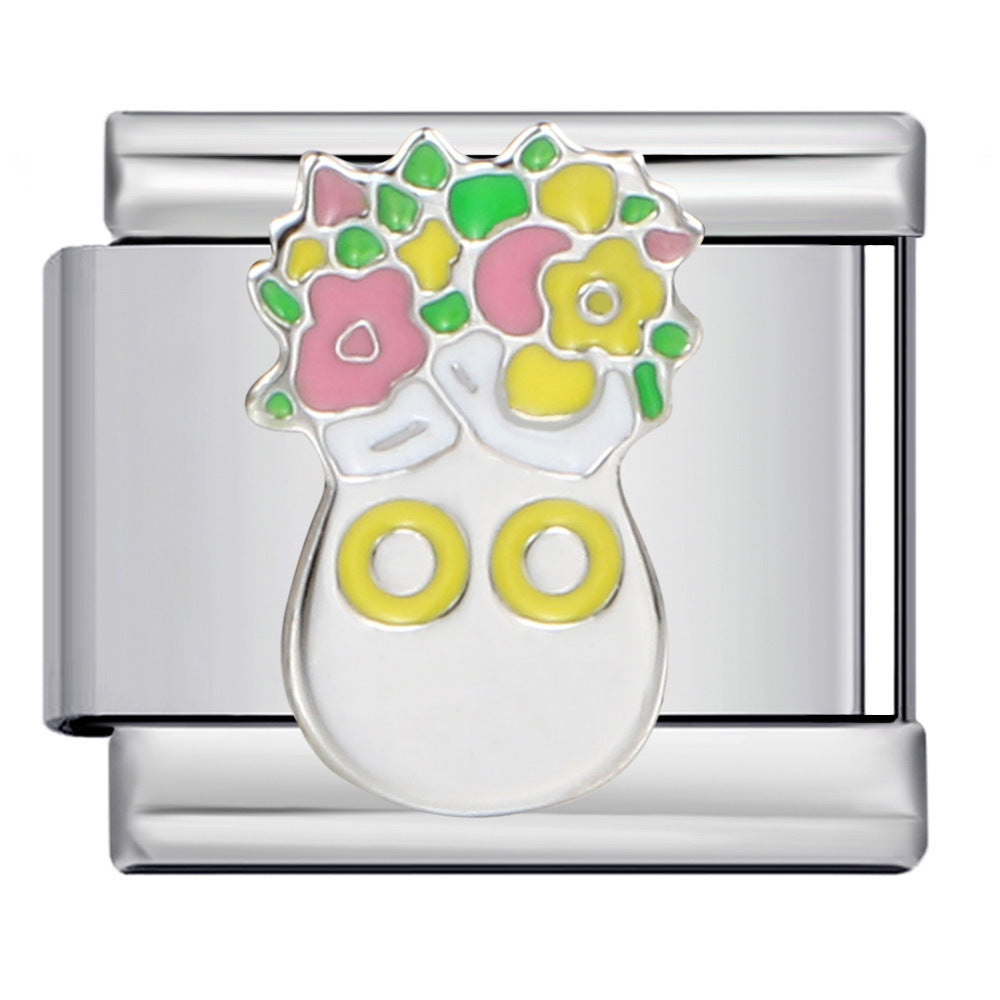 Pet Crowd Elements Italian Module Bracelet Welding Pattern Drip Oil DIY Elastic Splicing Stainless Steel Bracelet Pet Crowd Elements Italian Module Bracelet Welding Pattern Drip Oil DIY Elastic Splicing Stainless Steel Bracelet