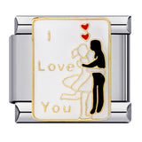 Romantic Valentine's Day Sweet Series Italian Module Bracelet Titanium Steel Welding Drip Oil Pattern DIY Bracelet Romantic Valentine's Day Sweet Series Italian Module Bracelet Titanium Steel Welding Drip Oil Pattern DIY Bracelet